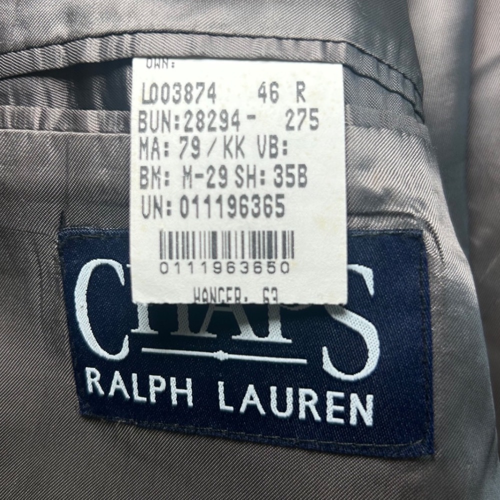 Vintage Chaps Ralph Lauren Mens 46R Silk Wool Blazer Grey Houndstooth Sport Coat - Picture 4 of 10